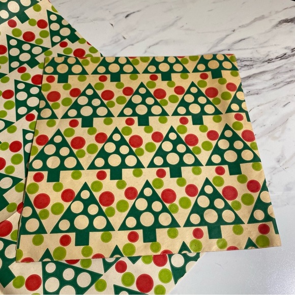 Vintage gift wrap sheets Christmas trees wrapping paper - Picture 3 of 4